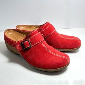 Timberland Women's Red Suede Leather Clog Side Buckle 8 1/2 - Comforia Sole